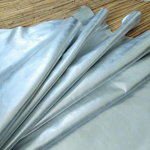 Metallic Silver Leather, Genuine High Quality Calfskin, Perfect Calfskin For fashion Accessories, Handbags, And Statement Garments