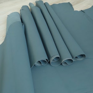 Blue Nappa Cowhide Leather , Full Grain Smoth Calfskin, Genuine Natural Hide For Crafts, Leather Working, Cut And Sew Leather