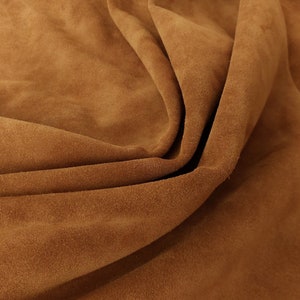 Premium Lux SUEDE Leather, Tan Cow Split Velour Suede 3.5-4 oz For Leather Goods And Garment, Natural Nap Sotf Suede Leather Hide For Sewing image 6