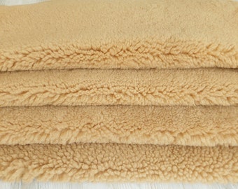 Set Of 6 Genuine Camel British Upholstery Sheepskin, Curly Thick Wool Shearling Hide, XL Curly Soft Sheepskin Seat Cover, Merino Sheepskin