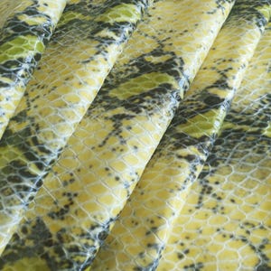 Exotic Elegance – Yellow Python Embossed Calfskin Leather, Genuine Snake Print Calfskin For Handbags, Wallets, Belts And Other Leather Goods