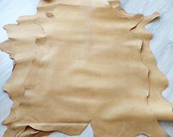 Vegetable Tanned Goatskin Leather: Natural Full Grain Hide (9-12 sqft, 1.2mm)