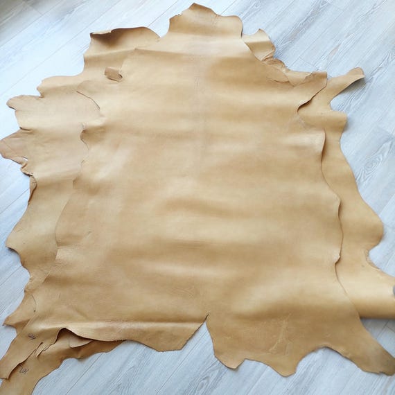Vegetable Tanned Goatskin Leather: Natural Full Grain Hide (9-12 sqft, 1.2mm)