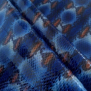 Exotic Rock Python Embossed Calfskin, Snake Printed Leather, Multicolor Reptile, Embossed Leather Hide