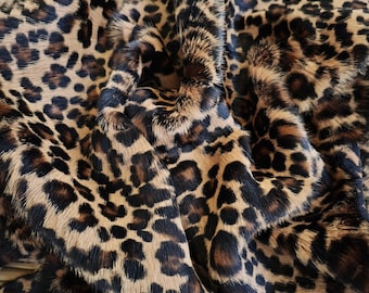 Leopard Print Long Hair Pony Calfskin Leather Hide