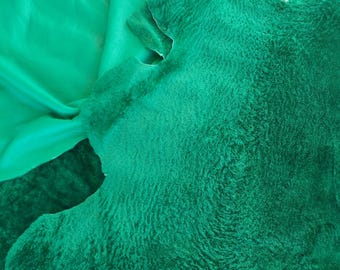 Green Astrakhan Style Sheepskin Hide: Soft Shearling Upholstery, Garment Leather