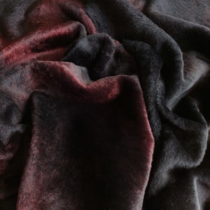 Black & Red Sheepskin Shearling: Short Wool Upholstery Rug - 37x29&quot;