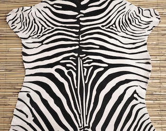 Zebra Print Pony Hair Calfskin Rug Leather Hide | Cavallino Cowhide for Upholstery, Bags & Fashion