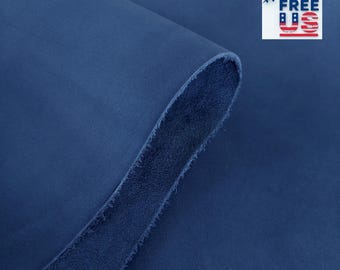 Waterproof Blue Nubuck Leather: Top Grain Calfskin Hide, 4oz