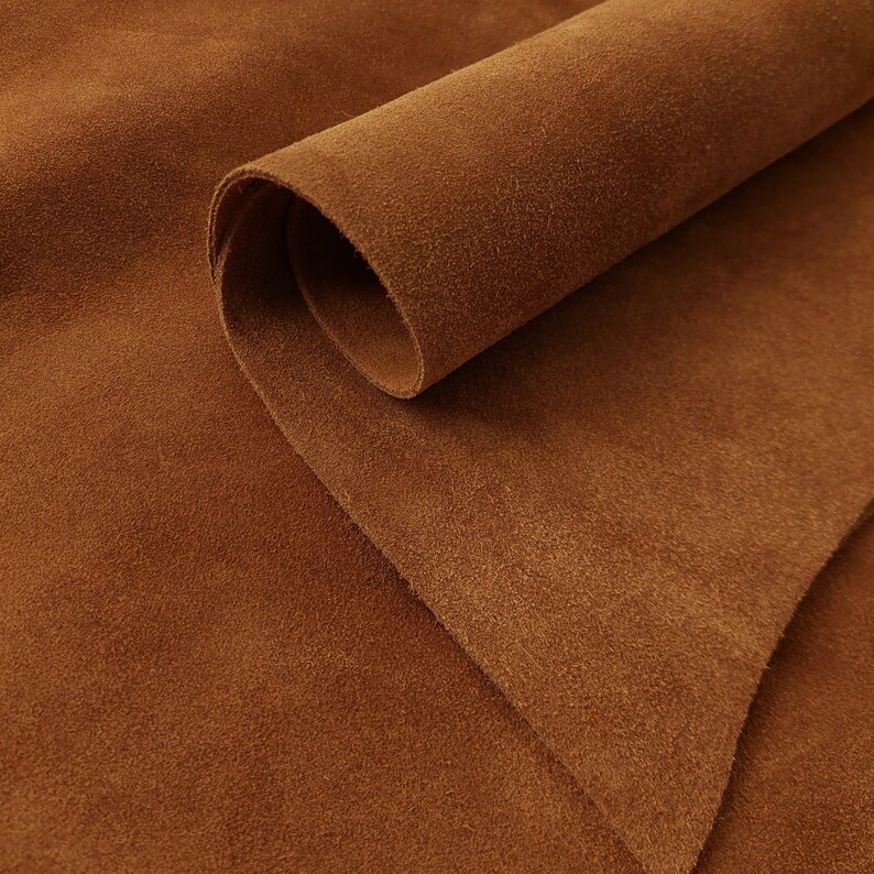 Premium Lux SUEDE Leather, Tan Cow Split Velour Suede 3.5-4 oz For Leather Goods And Garment, Natural Nap Sotf Suede Leather Hide For Sewing image 7