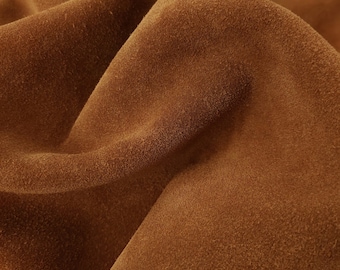 Premium Lux SUEDE Leather, Tan Cow Split Velour Suede 3.5-4 oz For Leather Goods And Garment, Natural Nap Sotf Suede Leather Hide For Sewing