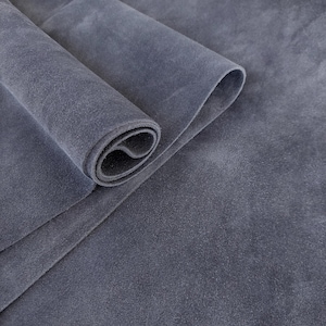 Premium Velvet Gray Cowhide SUEDE Leather, Genuine Calf Split Velour Suede 3.5  - 4 oz, Full Grain Cow Suede, Natural Soft Suede For Craft