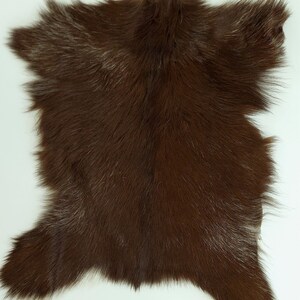 May include: A brown fur hide with a soft, fluffy texture.