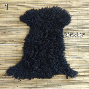 Black Curly Sheep Shearling Throw Rug, Genuine Tigrado Collar Fur Sheepskin, Home Decore Hide, Black Curly Wool Sheepskin, Seat Pad Lambskin