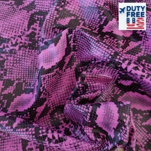 Fuchsia Python Embossed Cowhide, Genuine Snake Print Calfskin, Cow Leather Snake Effect For Handbags, Wallets, Belts And Other Leather Goods