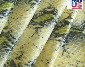 Cuir de veau gaufré python jaune : sac à main, portefeuille, ceinture
