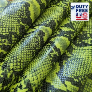 Green Python Embossed Cowhide, Genuine Snake Print Calfskin, Cow Leather Snake Effect For Handbags, Wallets, Belts And Other Leather Goods