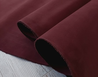 Burgundy Waterproof Nubuck Leather: Soft Top Grain Calfskin Hide