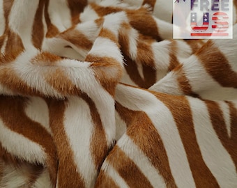 Brown Zebra Print Hair-On Goat Hide | Natural Goat Skin | Sold Individually