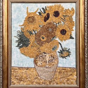 Marble Mosaic Art On Acrylic Painting , The Sunflowers , Wall Decor , Van Gogh