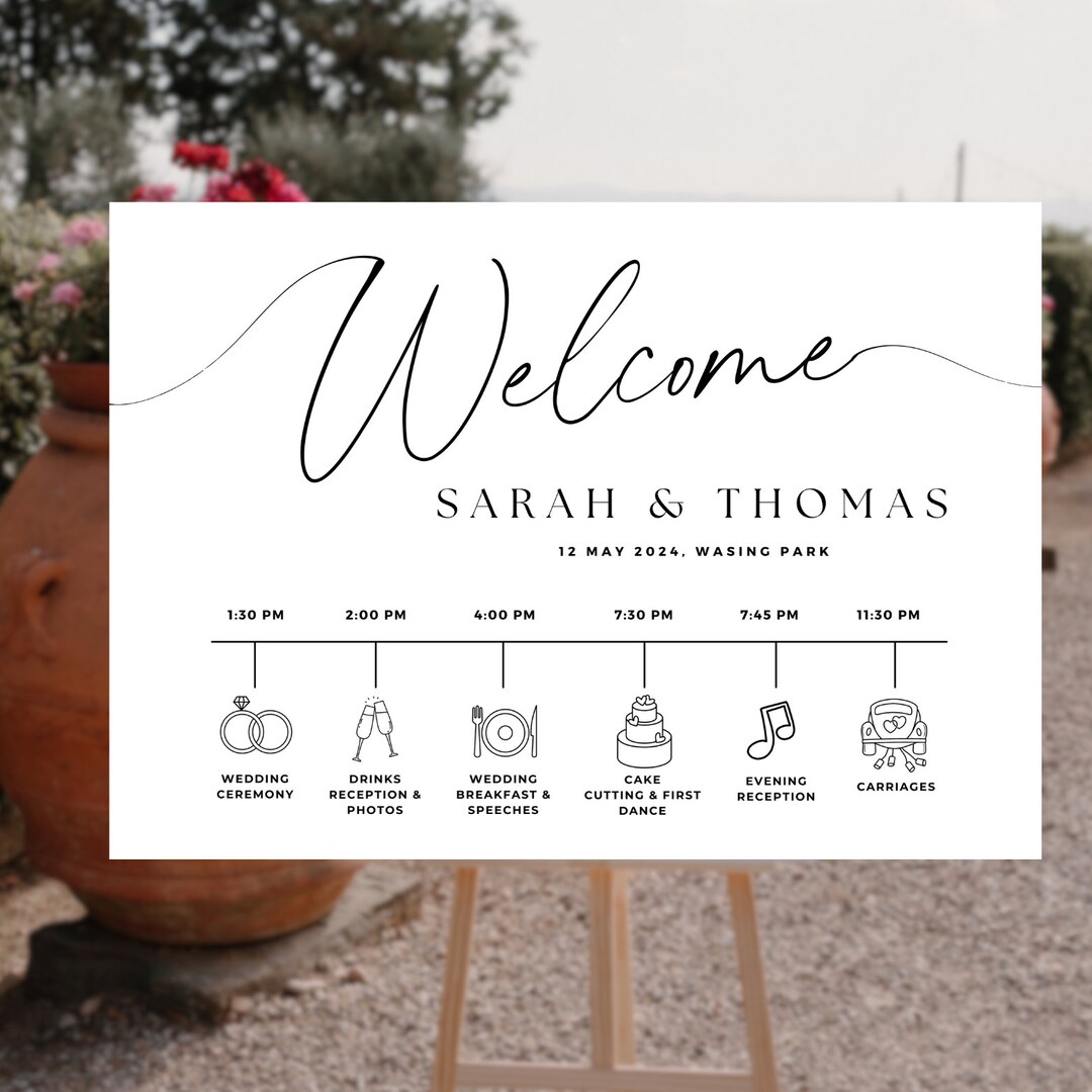Wedding Order of the Day Sign, Sage Green Wedding Timeline, Wedding ...
