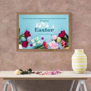 Biglietto di auguri di Pasqua con paesaggio, biglietto di auguri di Pasqua unico con acquerello per inviare gioia, regalo di primavera premuroso per chiunque
