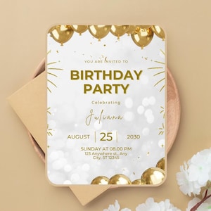 Elegante póster A3 dorado y plateado, ilustración única para fiesta de cumpleaños, excelente regalo de decoración para el día especial de amigos y familiares
