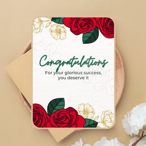 Groene eenvoudige felicitatiekaart, charmante milieuvriendelijke kaart om overwinningen te vieren, attent cadeau voor vrienden en familie