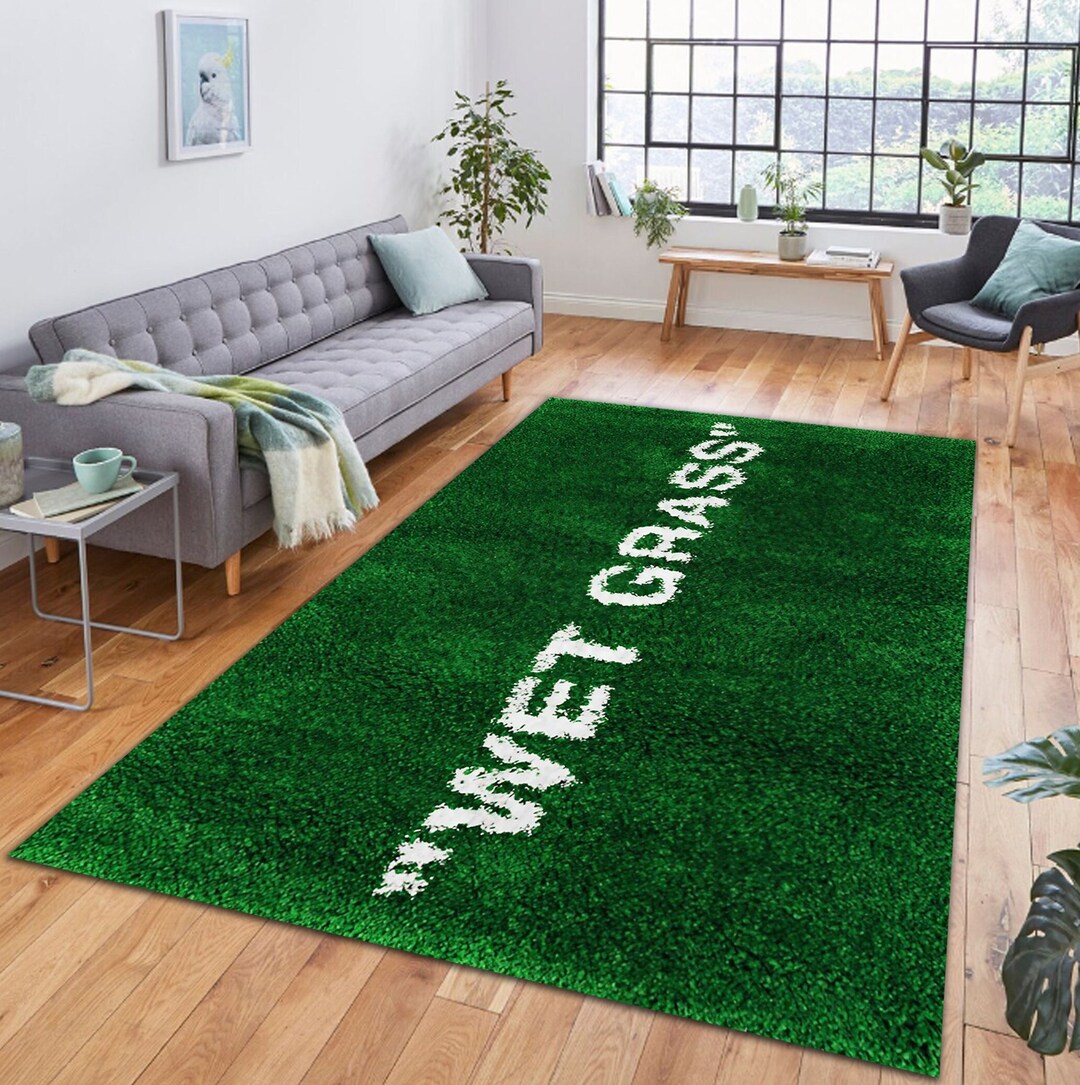 Wet Grass Rug,wet Grass Decor,decorative Rug,green Grass,home Gift ...