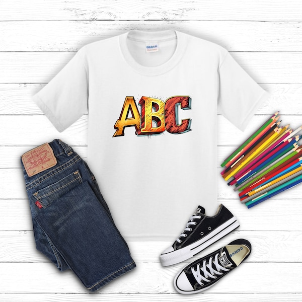 Kinder Shirt Alphabet ABC Learning Shirt Schule Kindergarten