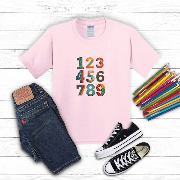 Kinder Shirt Zahlen - 123 - Shirt Geburtstag Mathe Zahlenfolge1-9-KidsVint Learning Fun Learning Shirt Geburtstag Schule Kindergarten