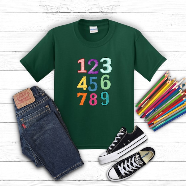 Kinder Shirt Zahlen - 123 - Shirt Geburtstag Mathe Zahlenfolge1-9-Baby Learning Fun Learning Shirt Geburtstag Schule Kindergarten