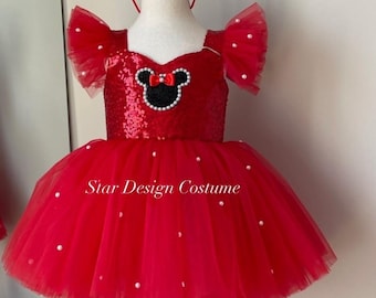 Minni mause dress,Minnie Mouse costume, Red Dress,Red Minnie Mouse dress,Minnie Mouse costume,1stbirthday costume,Photoshoot Costume