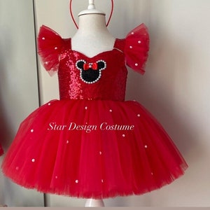 Minni mause dress,Minnie Mouse costume, Red Dress,Red Minnie Mouse dress,Minnie Mouse costume,1stbirthday costume,Photoshoot Costume