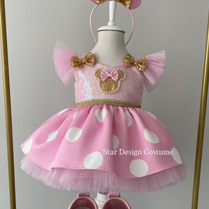 Handmade Pink Minnie Mouse Costume Dress, Birthday Photoshoot