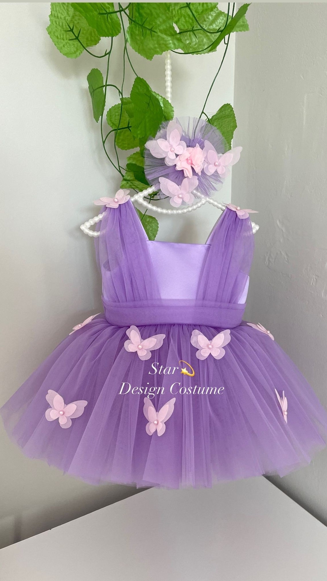 Purple Butterflies Short Sleeve Casual Dress - 1 Left Size 10-12 years main image 0