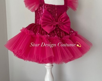 Handmade Fuchsia Birthday Tutu Dress, Girls Photoshoot Outfit