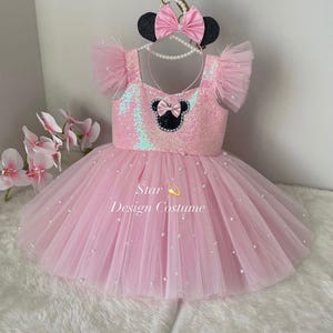 Minni-Maus-Kleid,Minnie-Maus-Kostüm, rosa Kleid,Pinkes Minnie-Maus-Kleid,Minnie-Maus-Kostüm, Fotoshooting-Kostüm