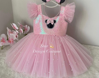 Minni mause dress,Minnie Mouse costume, pink Dress,Pink Minnie Mouse dress,Minnie Mouse costume,1stbirthday costume,Photoshoot Costume