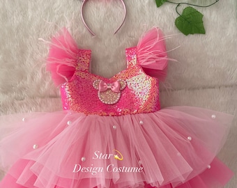 Minni-Maus-Kleid,Minnie-Maus-Kostüm, rosa Kleid,Pinkes Minnie-Maus-Kleid,Minnie-Maus-Kostüm, Fotoshooting-Kostüm