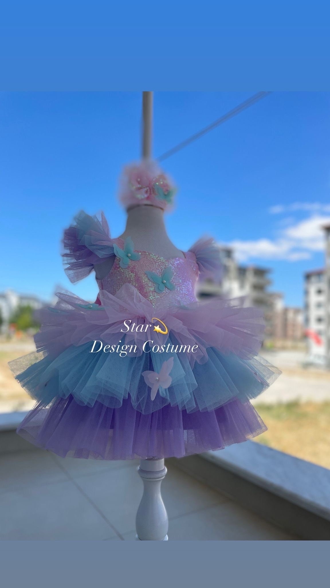 Dress For Baby Girl In Butterfly Printed Design