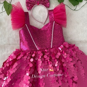 Birthday Tutu Dress/Birthday Outfit/Girl's Birthday Dress/fuchsia dress / fuchsia baby dress/baby dress fuchsia/fuchsia sequin dress/