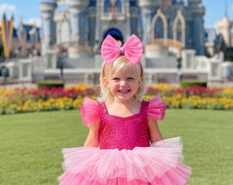 Hot Pink Birthday Tutu Dress, Handmade Girl's Outfit