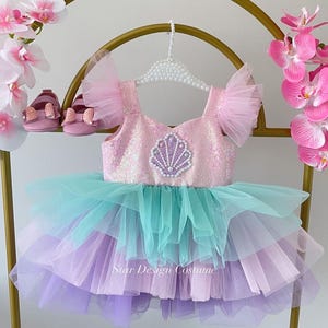 Pink mermaid dress ,mermaid costume.mermaid dress ,Baby Girl Dress Special Occasion, First Birthday Dress, Baby Girl Party Dress,Ariel dress