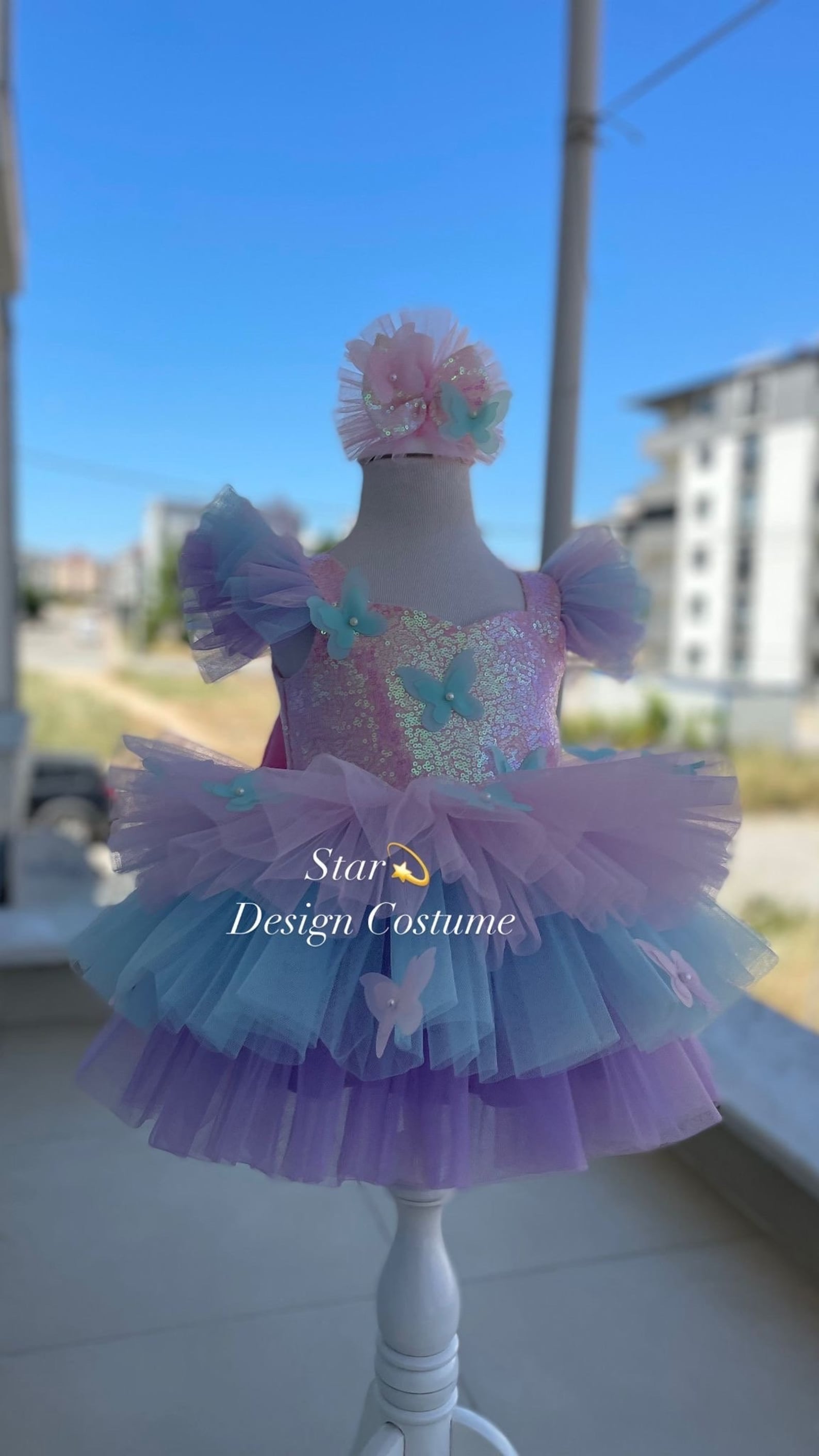 Newborn Baby Girl Summer Dress In Butterfly And Embroidery Printed Design main image 0