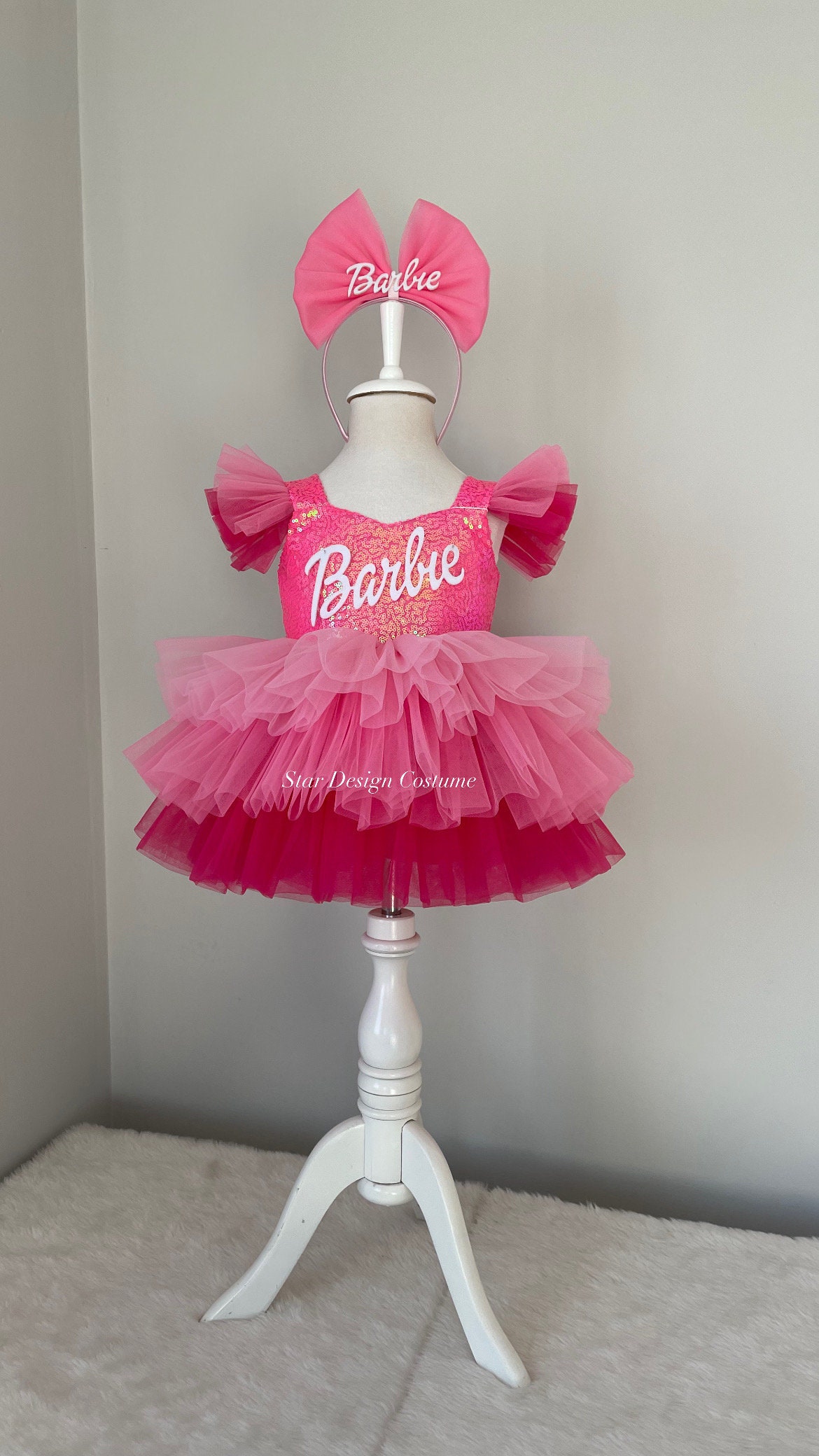 BCBL Vestido Barbie Para Bebé Niña Rosa Sin Mangas Espalda Mameluco 3 18  Meses