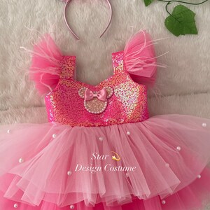 Minni mause dress,Minnie Mouse costume, pink Dress,Pink Minnie Mouse dress,Minnie Mouse costume,1stbirthday costume,Photoshoot Costume