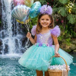 ariel purple dress costume Girls Toddler Classic Ariel Costume Little Mermaid Dress Sea Princess Outfit,  Size: 4-6