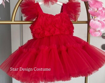 Birthday Tutu Dress/Birthday Outfit/Girl&#39;s Birthday Dress/Photoshoot Outfit/Photoshoot Dress/Red dress/Lilac dress