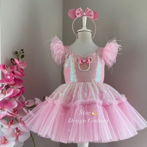 Minni-Maus-Kleid,Minnie-Maus-Kostüm, rosa Kleid,Pinkes Minnie-Maus-Kleid,Minnie-Maus-Kostüm, Fotoshooting-Kostüm